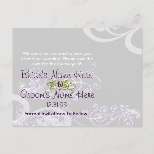 Swirly Photo Sla de datum op Aankondigingskaart (Achterkant)