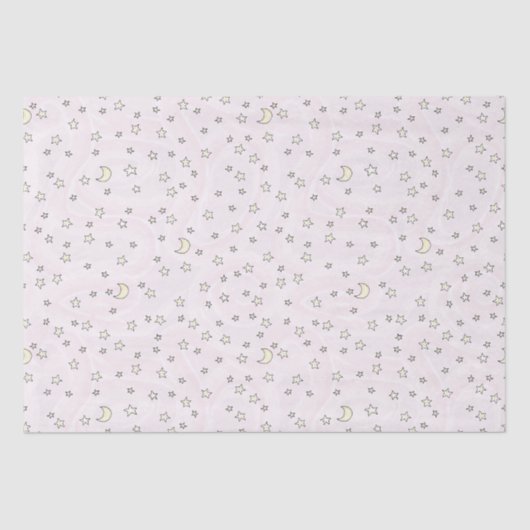 Swirly Pink Stars & Moons Tissuepapier (Voorkant)