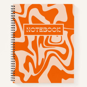 Swirly psychedelische Oranje retro patroon Notitieboek