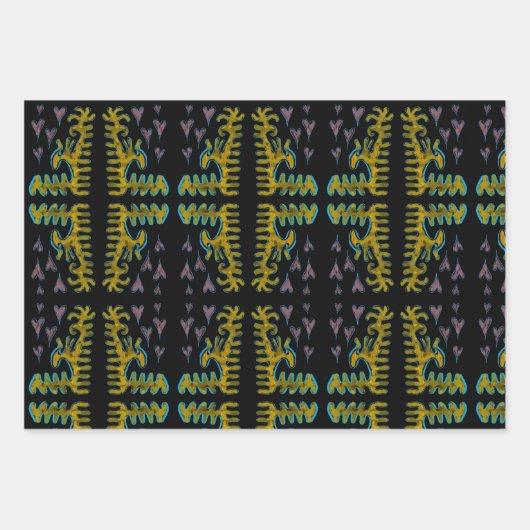 SWIRLY PUNCHY bloemen en harten Inpakpapier (Voorkant 3)