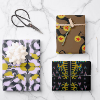 SWIRLY PUNCHY bloemen en harten Inpakpapier Vel