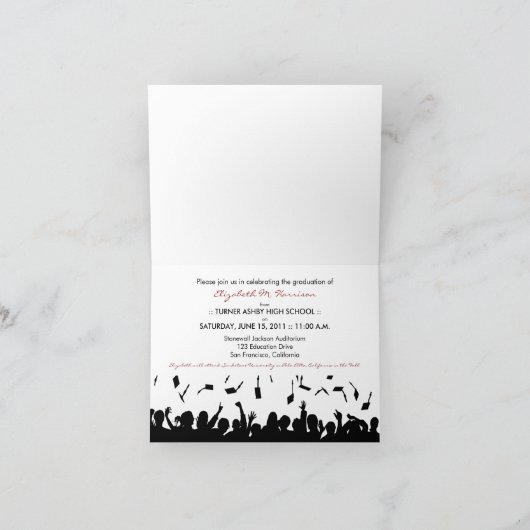 Swirly-Q Afstuderen Aankondiging Kaart (kastanjebr (Binnen)