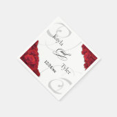 Swirly Red Roses bruiloft servet (Hoek)