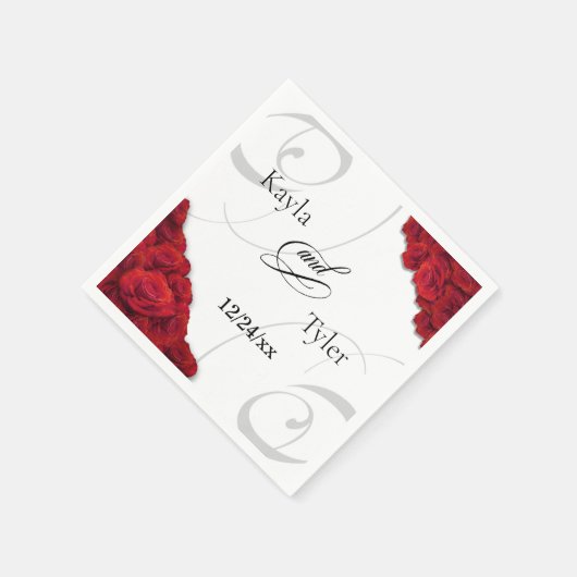 Swirly Red Roses bruiloft servet (Hoek)