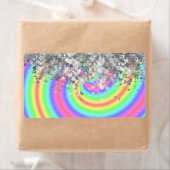 Swirly regenboog en faux glitter etiket (Insitu)