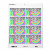 Swirly regenboog en faux glitter etiket (Full Sheet)