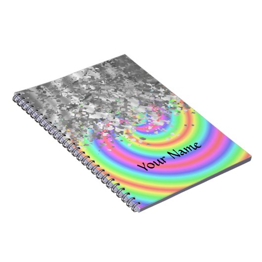 Swirly regenboog en faux glitter notitieboek (Rechterzijde)