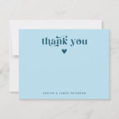 Swirly Retro Dank je hart Blauwgroen blauw Notitiekaartje (Voorkant)