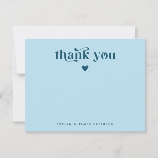 Swirly Retro Dank je hart Blauwgroen blauw Notitiekaartje (Voorkant)