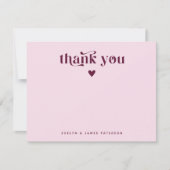 Swirly Retro Dank je hart Cranberry Notitiekaartje (Voorkant)