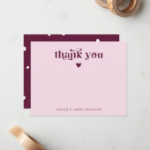 Swirly Retro Dank je hart Cranberry Notitiekaartje (Voorkant / Achterkant in situ)