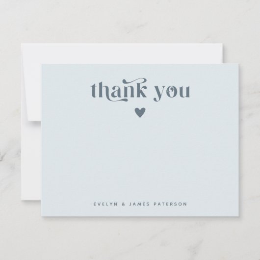 Swirly Retro Dank u Hart Staal Blauw Notitiekaartje (Voorkant)