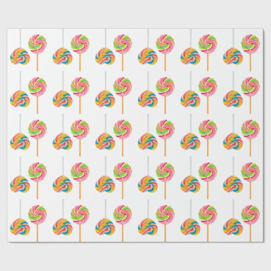 Swirly Rock Candy Cane Lollipop Cadeaupapier (Vlak)