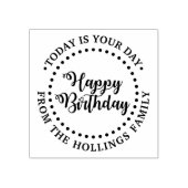 Swirly Ronde Gelukkige Verjaardag Script Groet #1 Rubberstempel (Afrduk)