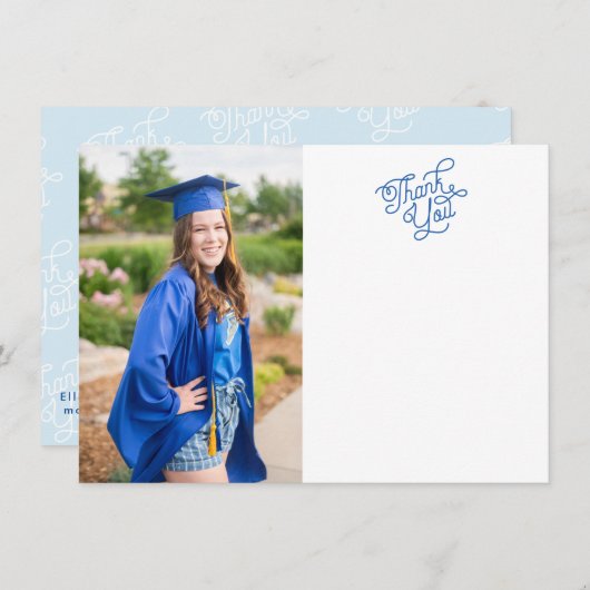 Swirly Script Dank u Afstuderen fotokaart Bedankkaart (Voorkant / Achterkant)