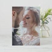 Swirly Script Dank u trouwfoto Bedankkaart (Staand voorkant)