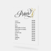 Swirly Script Gouden Schaar Haarsalon prijslijst Acryl Bord (Hoek)