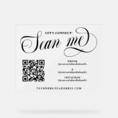 Swirly Script Scan Me QR Code Social Media Acryl Bord (Voorkant)