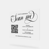 Swirly Script Scan Me QR Code Social Media Acryl Bord (Hoek)
