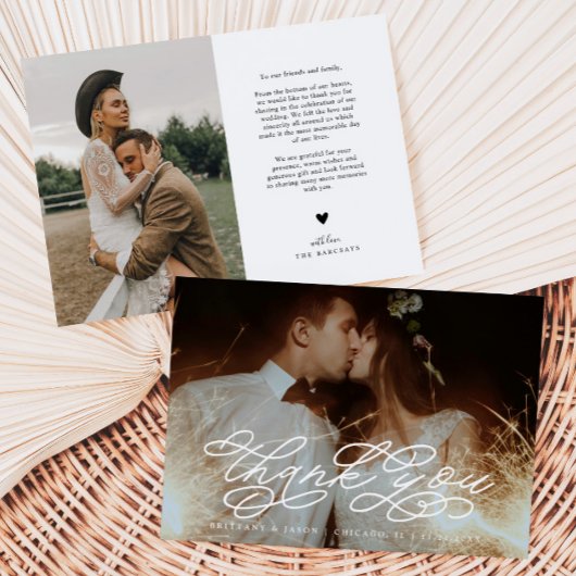 Swirly Script Wedding Dank u Foto Bedankkaart
