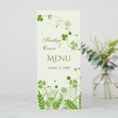 Swirly shamrock in een weide Bruiloft Menu Rack ka (Staand voorkant)