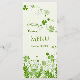 Swirly shamrock in een weide Bruiloft Menu Rack ka
