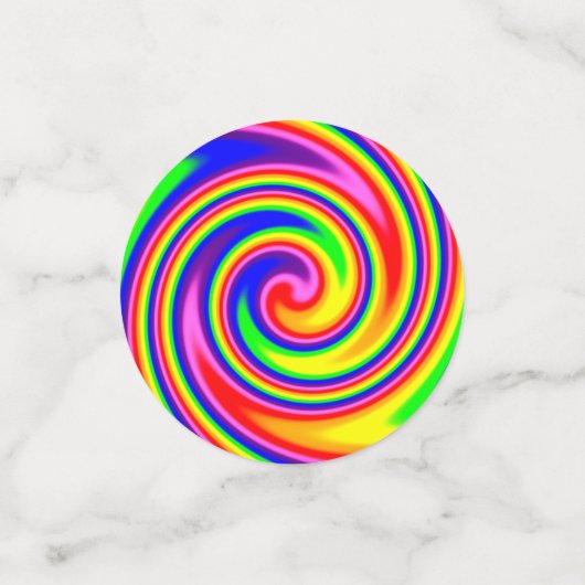 Swirly spiraal helder vloeiende kleuren vrolijk confetti (Kleine voorkant)