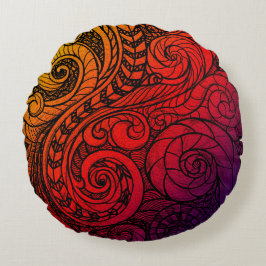 Swirly Sunset Rond Kussen