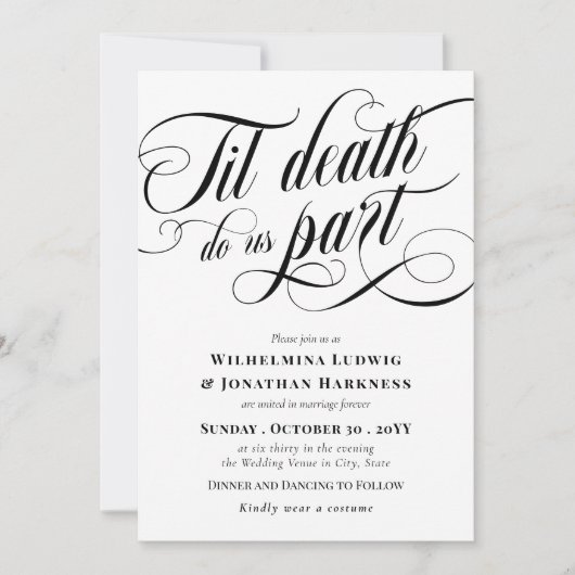 Swirly Til Death Do ons Part Elegant Gothic Weddin Kaart (Voorkant)