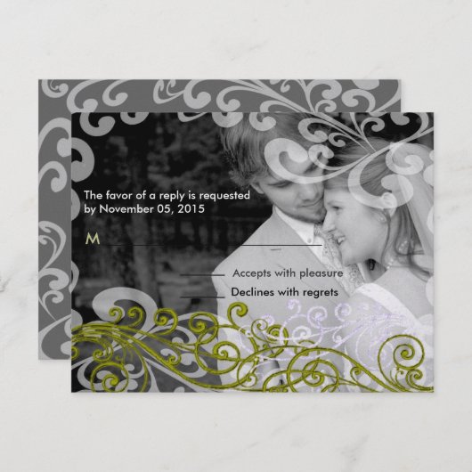 Swirly uw foto bruiloft reactie Kaart (Voorkant / Achterkant)