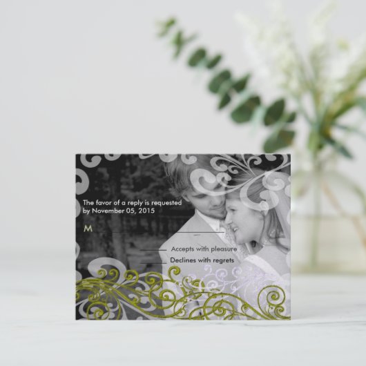 Swirly uw foto bruiloft reactie Kaart (Staand voorkant)