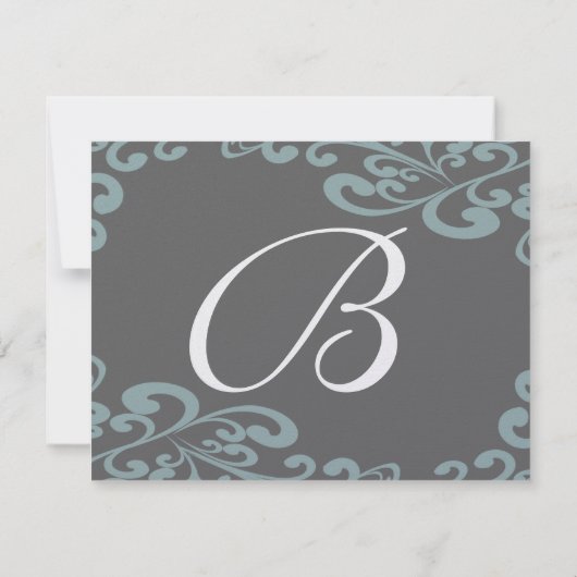 Swirly uw foto bruiloft reactie Kaart blauw bruin (Achterkant)