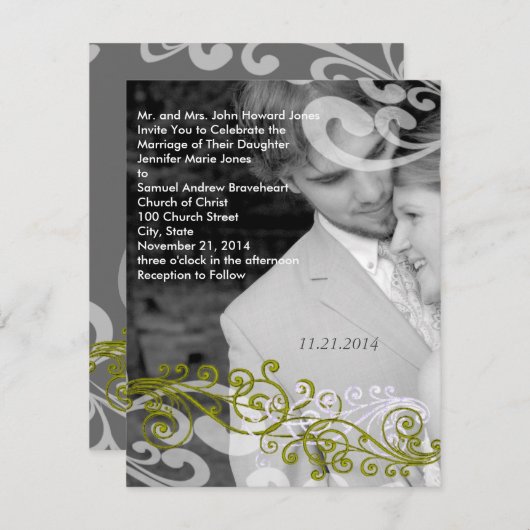 Swirly uw foto bruiloft uitnodiging (Voorkant / Achterkant)