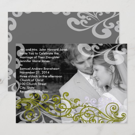 Swirly uw foto bruiloft uitnodiging (Voorkant / Achterkant)