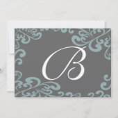 Swirly uw foto bruiloft uitnodiging blauw & bruin (Achterkant)