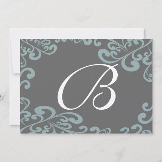 Swirly uw foto bruiloft uitnodiging blauw & bruin (Achterkant)