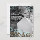 Swirly uw foto bruiloft uitnodiging blauw & bruin (Voorkant)