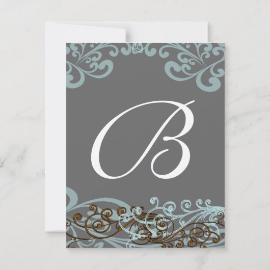 Swirly uw foto bruiloft uitnodiging blauw & bruin (Achterkant)