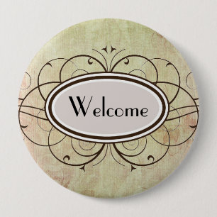 Swirly Welcome Ronde Button 4,0 Cm