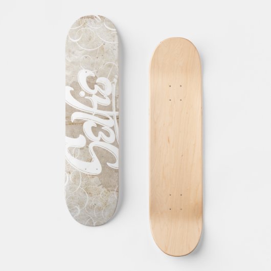 Swirly Witte Graffiti Selfie Street Art Lettering Skateboard (Voorkant)