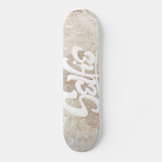 Swirly Witte Graffiti Selfie Street Art Lettering Skateboard (Voorkant)
