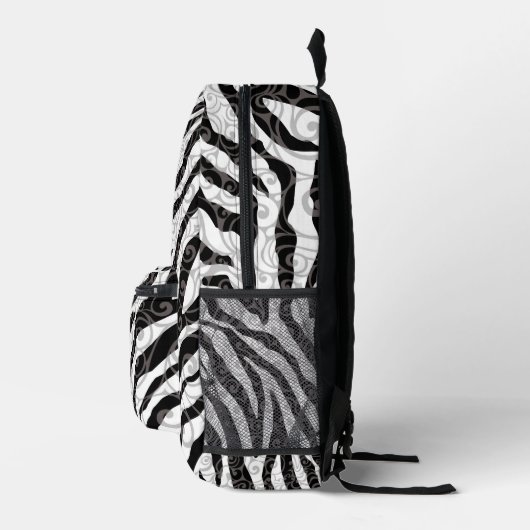 Swirly Zebra-ontwerp Bedrukte Rugzak (Rechts)