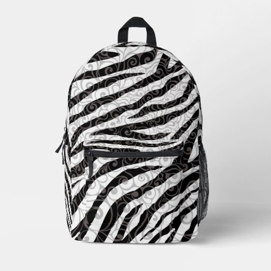 Swirly Zebra-ontwerp Bedrukte Rugzak (Voorkant)