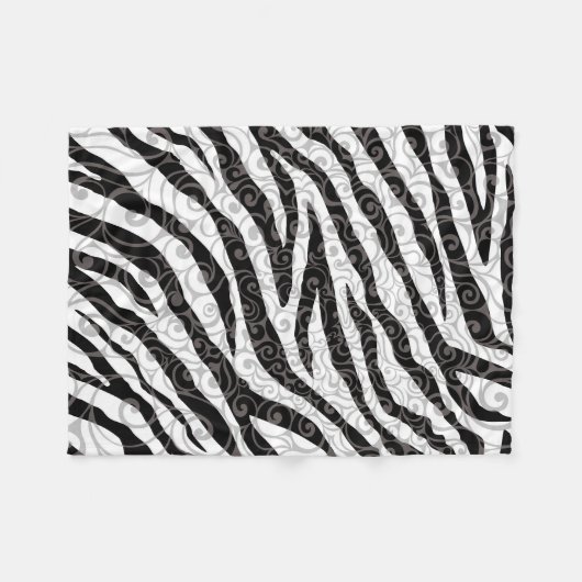 Swirly Zebra-ontwerp Fleece Deken (Voorkant (Horizontaal))