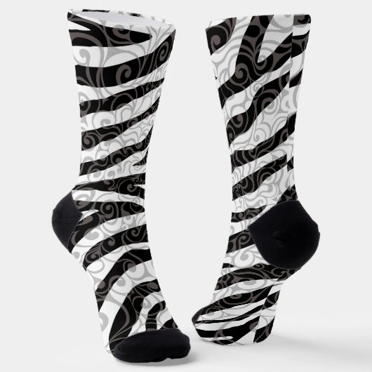 Swirly Zebra-ontwerp Sokken (Gebogen)