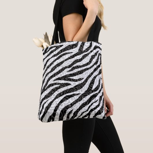 Swirly Zebra-ontwerp Tote Bag (Dichtbij)
