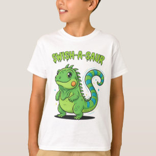 Swish-A-Saur Schattige Iguana Dinosaur met Gestree T-shirt