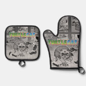 Swish-a-Wash Action Turtlecat Mitt Ovenwant & Pannenlap Set (Voorkant)