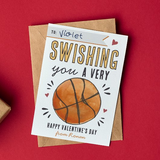 Swish Basketbal Klaslokaal Valentijnsdag Kaart