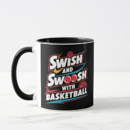 Swish en swoosh met basketbal, sport mok